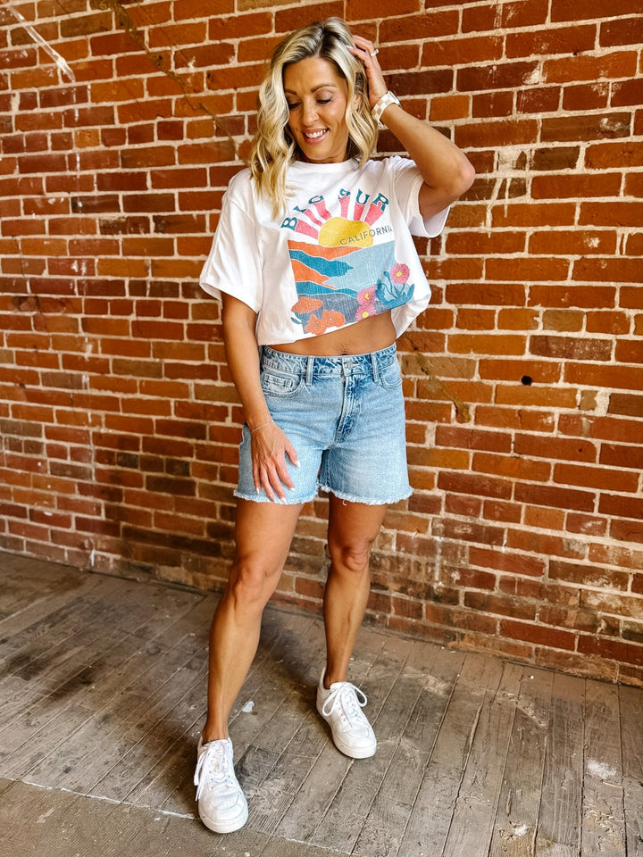 The Laidback Classic High Rise Denim Shorts by Vervet