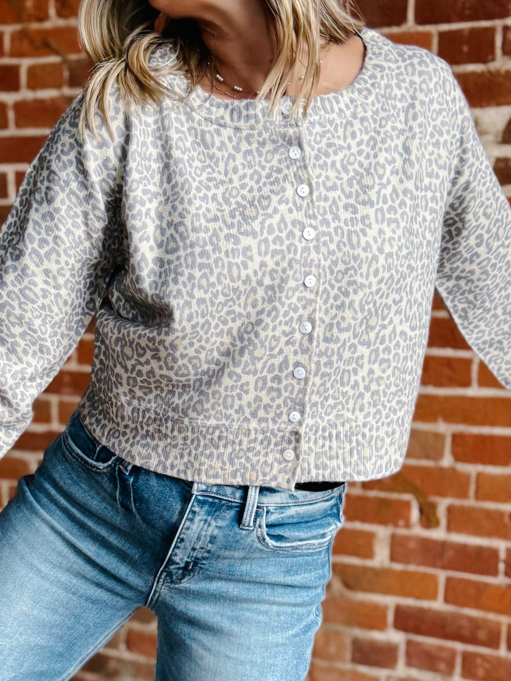 The Lila Leopard Cardigan, Oatmeal