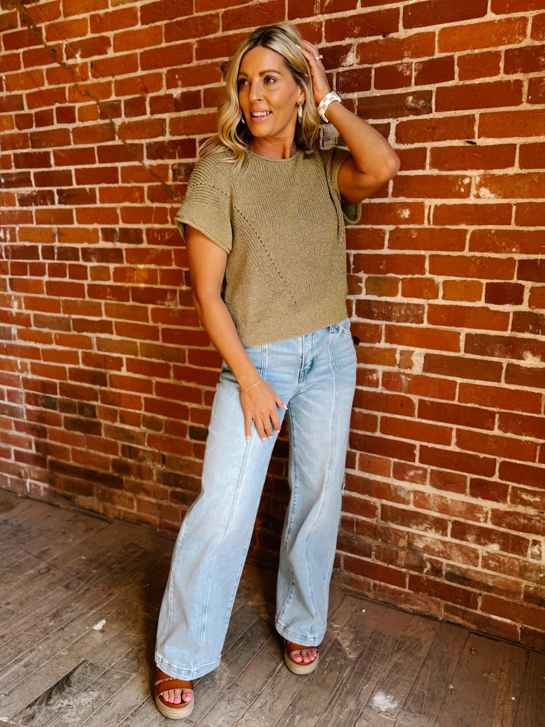 The Olive Grove Dolman Knit Top, Olive