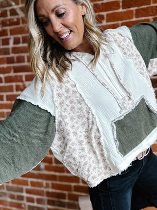 The Olivewood Patchwork Hoodie, Natural