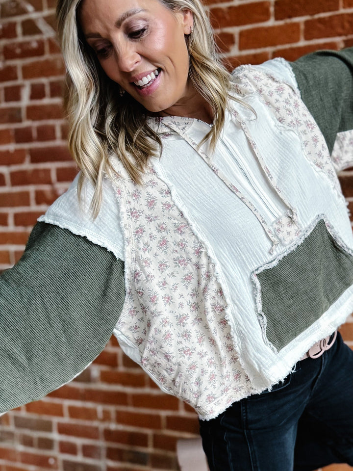 The Olivewood Patchwork Hoodie, Natural