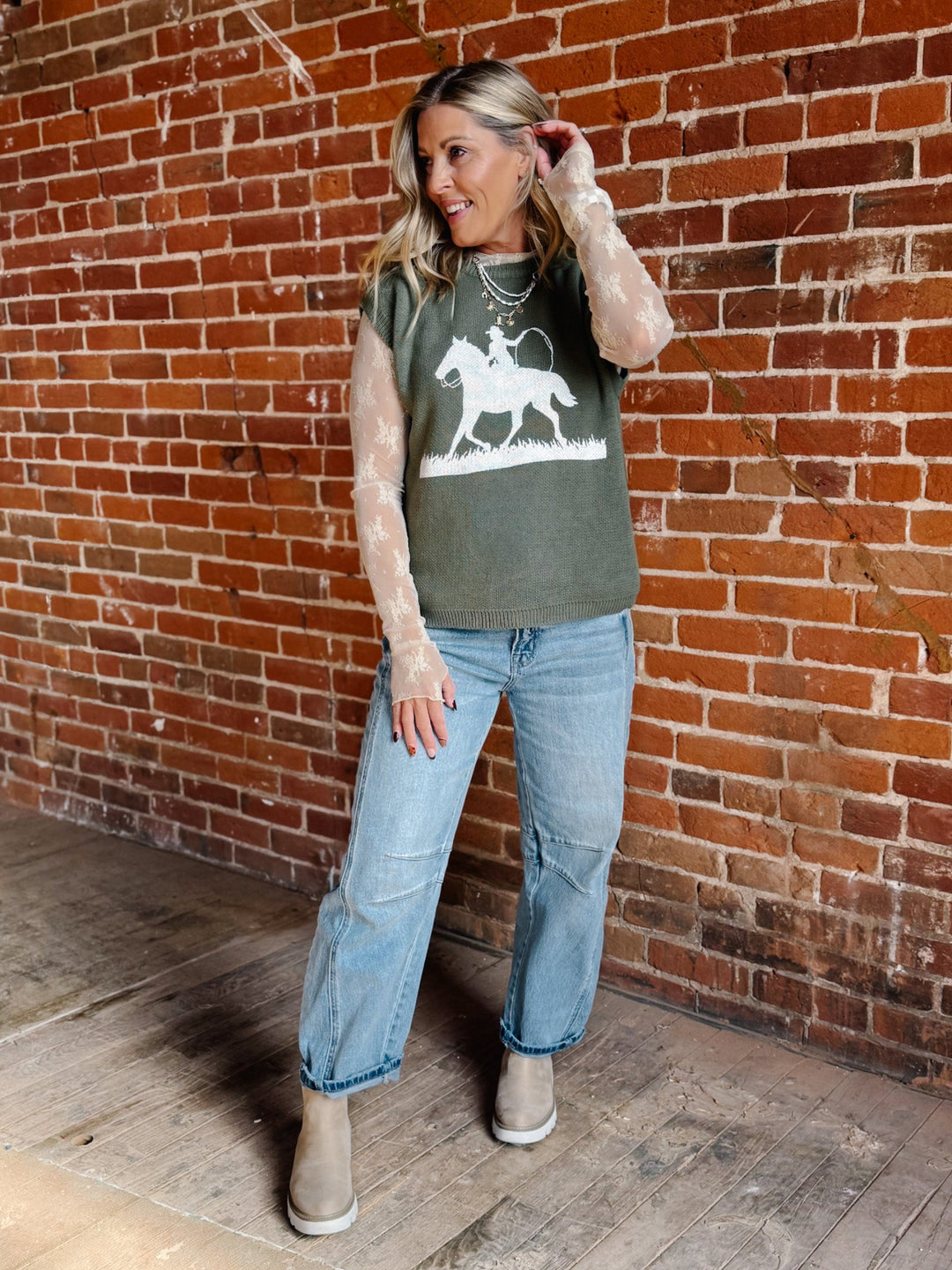 The Rodeo Muse Sweater Vest, Olive