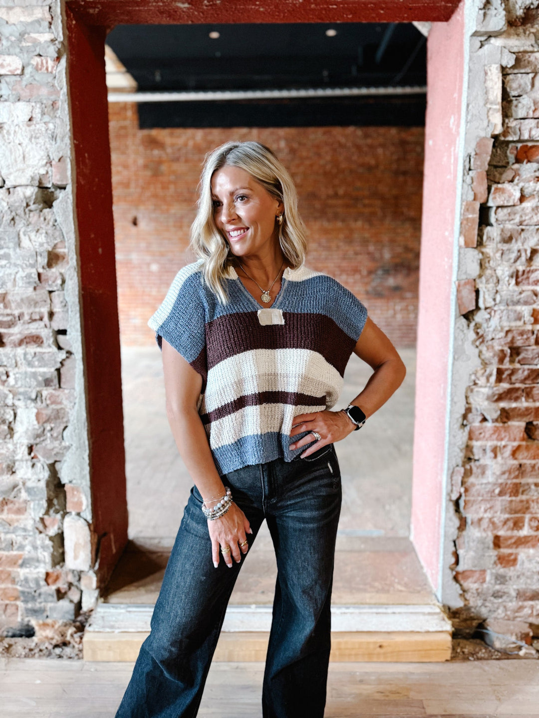 The Rustic Rows Sweater Top, Frosted Mocha