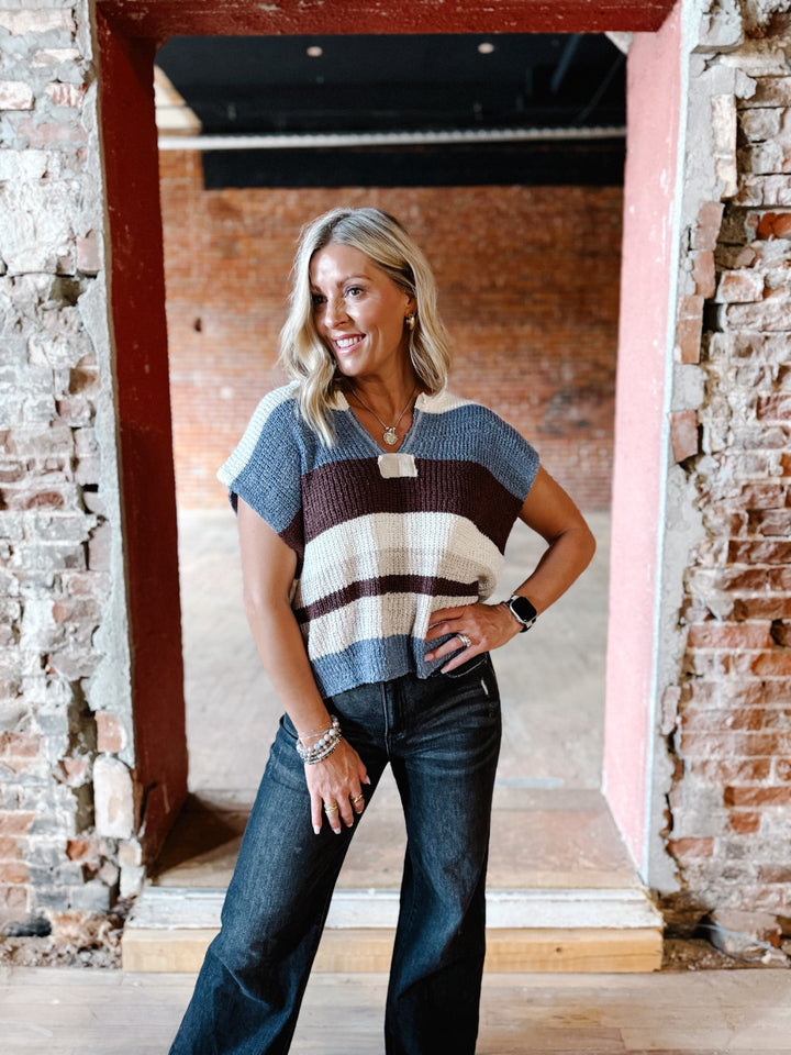 The Rustic Rows Sweater Top, Frosted Mocha