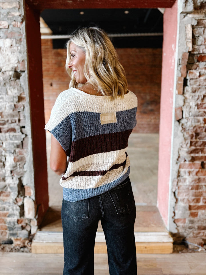 The Rustic Rows Sweater Top, Frosted Mocha