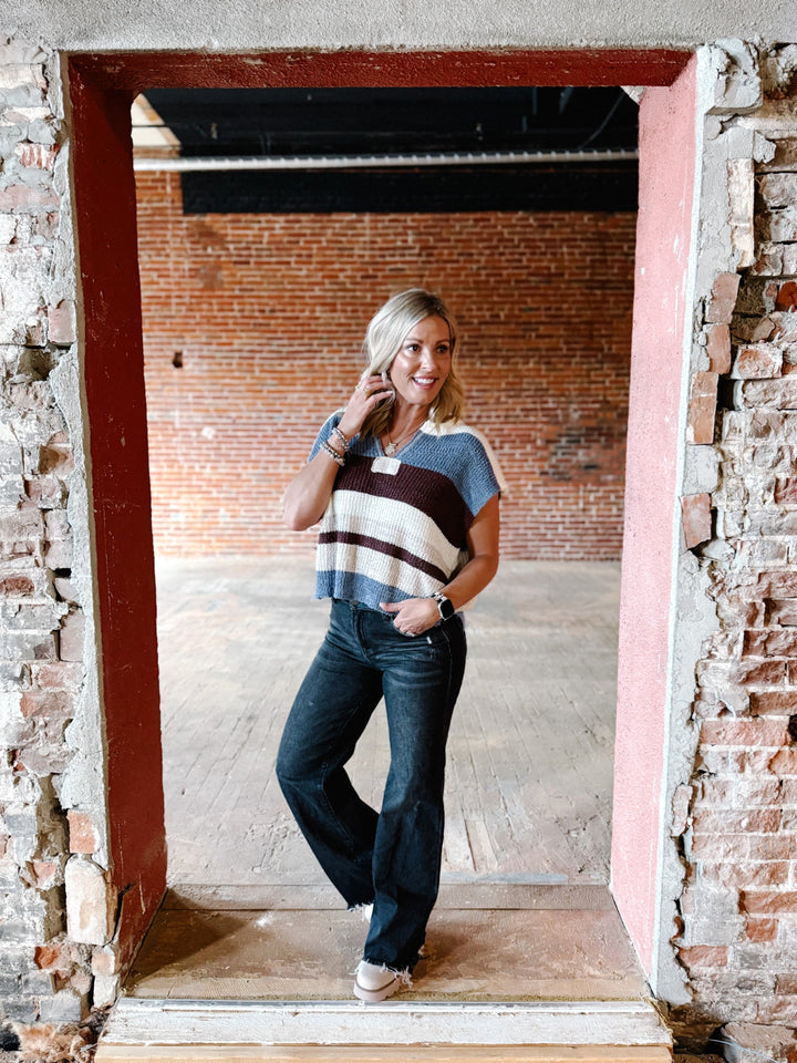 The Rustic Rows Sweater Top, Frosted Mocha