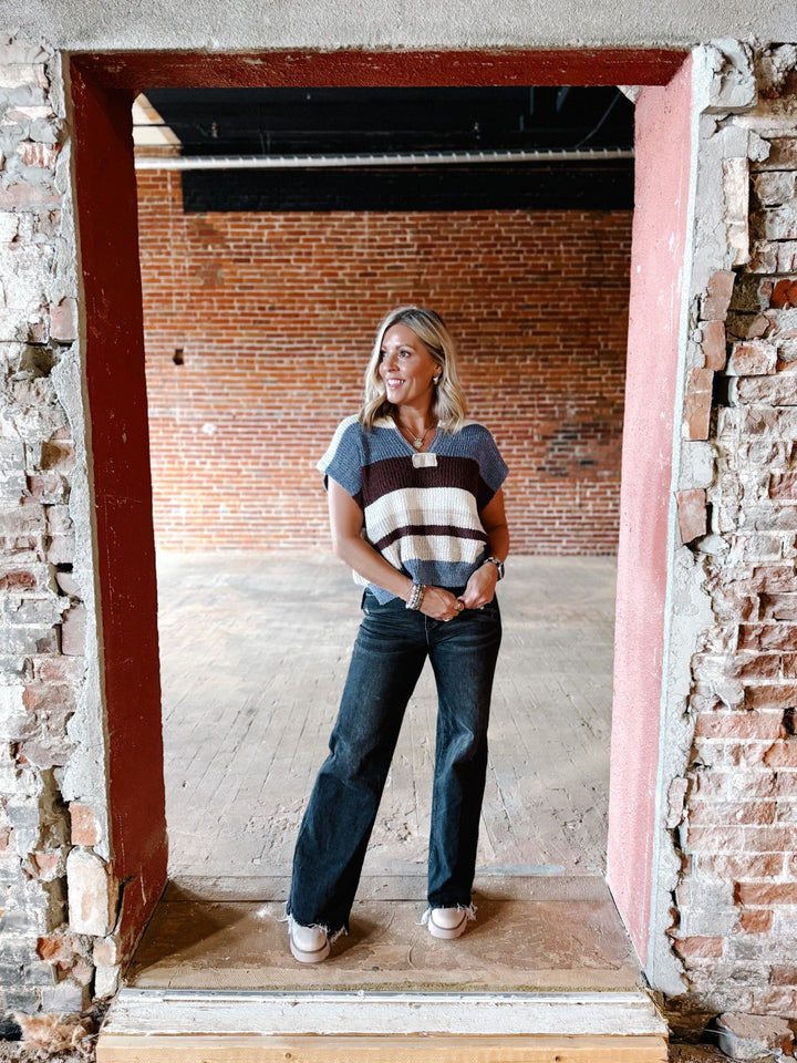 The Rustic Rows Sweater Top, Frosted Mocha