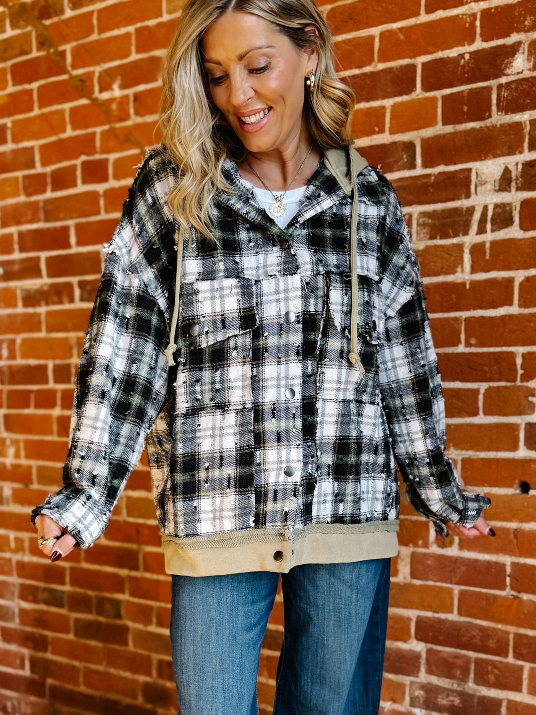 The Sawyer Hooded Plaid Jacket, Olive Mix