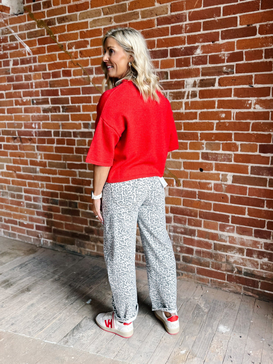 The Soft Landing Button Down Half Sleeve Cardigan, Red