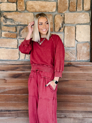 The Soft Spot Cropped French Terry Top, Crimson