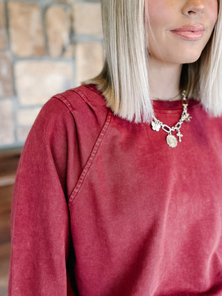 The Soft Spot Cropped French Terry Top, Crimson
