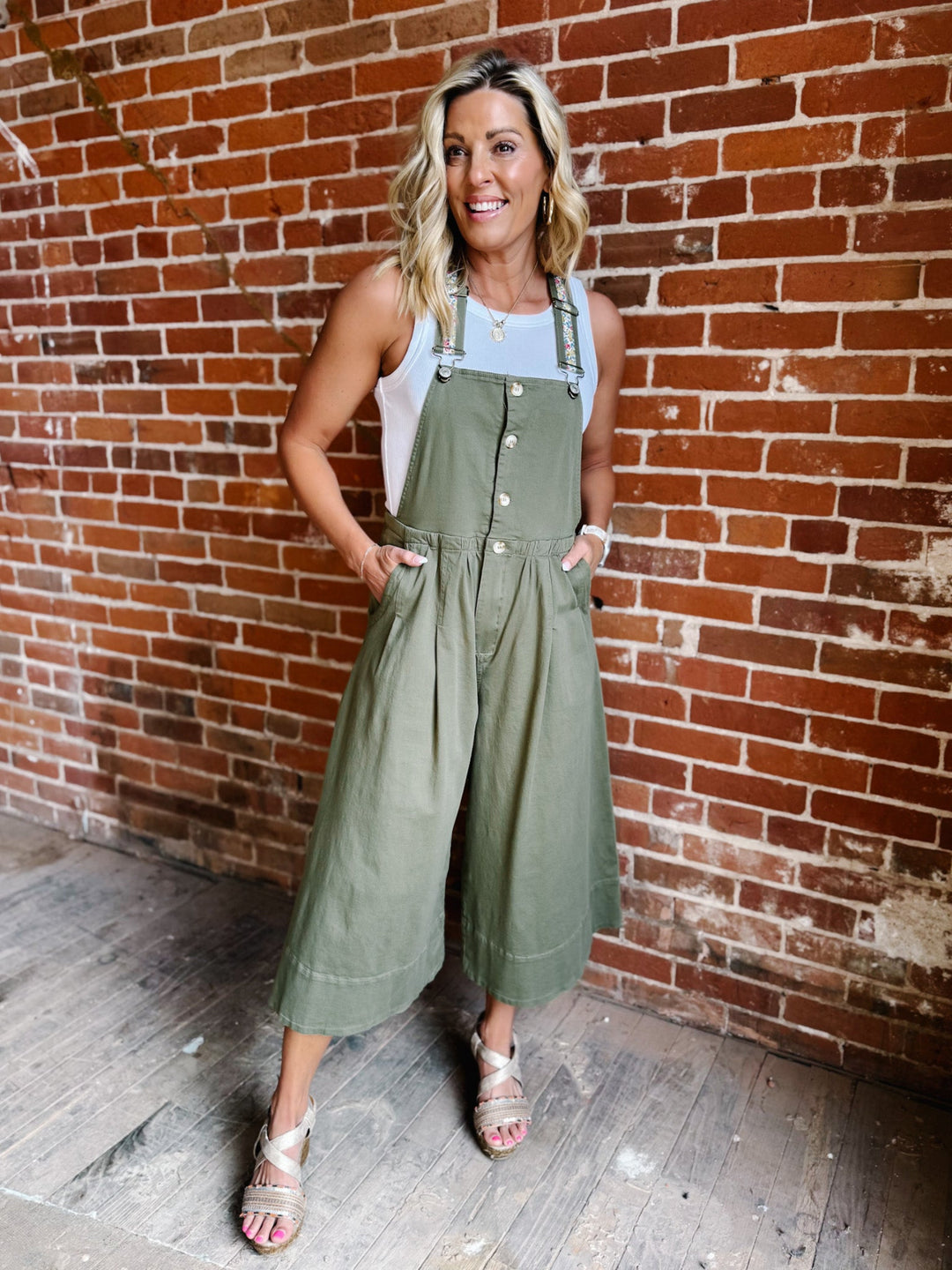 The Wildflower Strap Overalls, Dry Herb