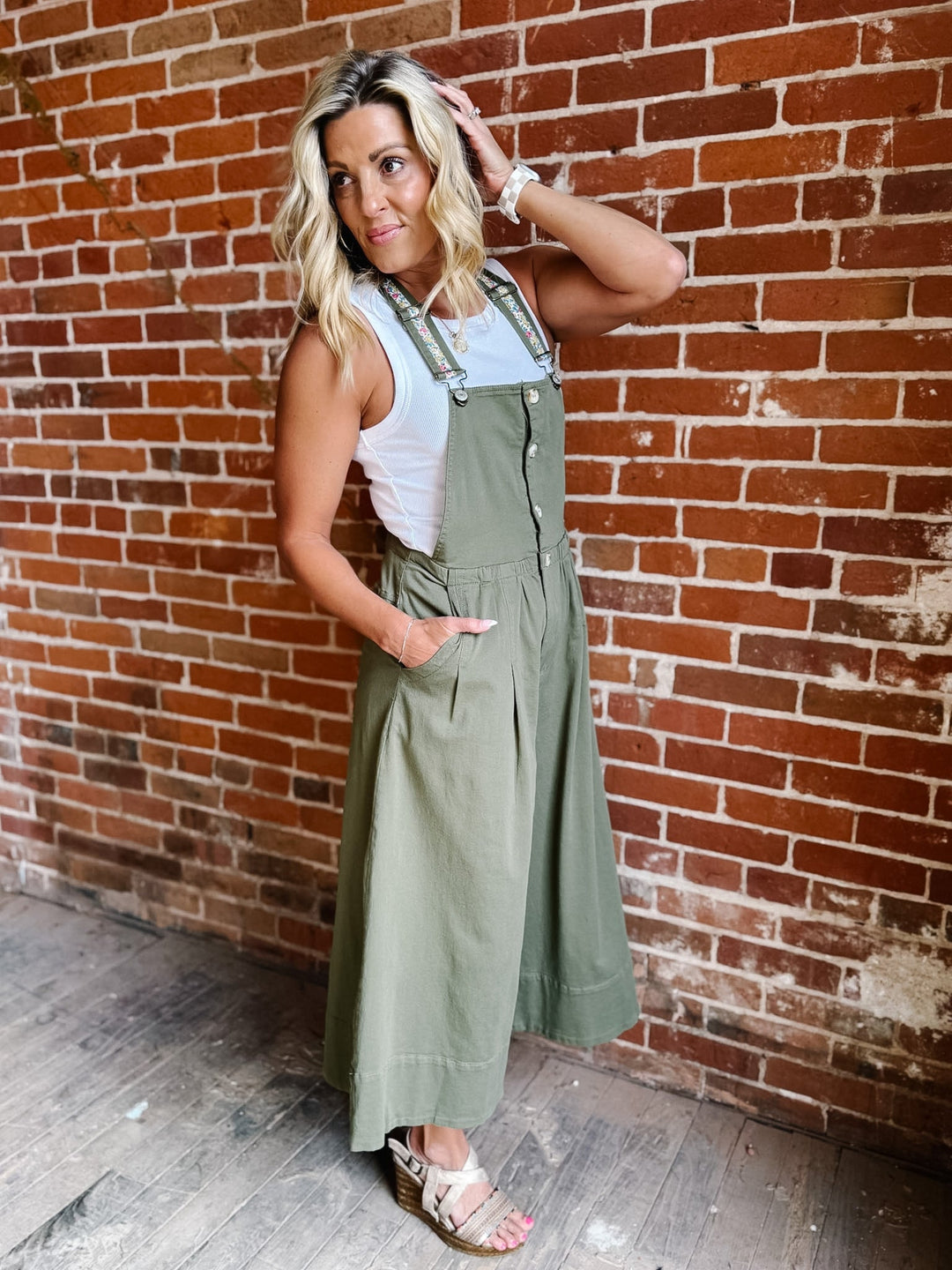 The Wildflower Strap Overalls, Dry Herb