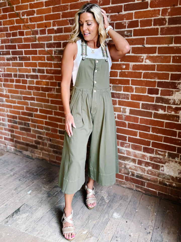 The Wildflower Strap Overalls, Dry Herb