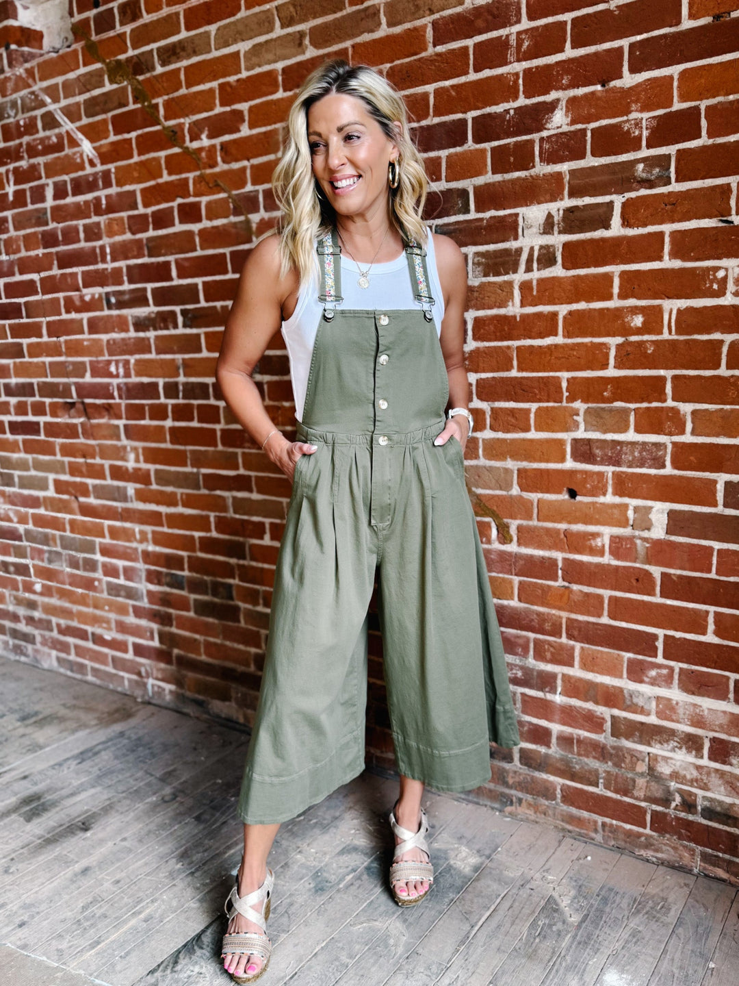 The Wildflower Strap Overalls, Dry Herb