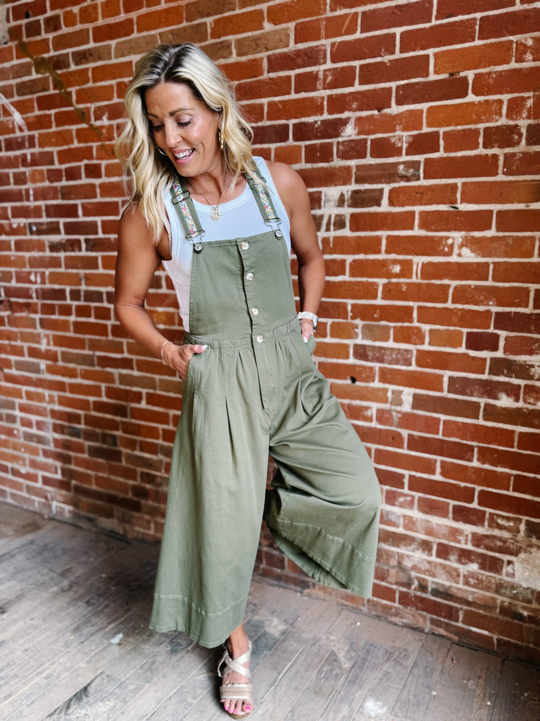 The Wildflower Strap Overalls, Dry Herb