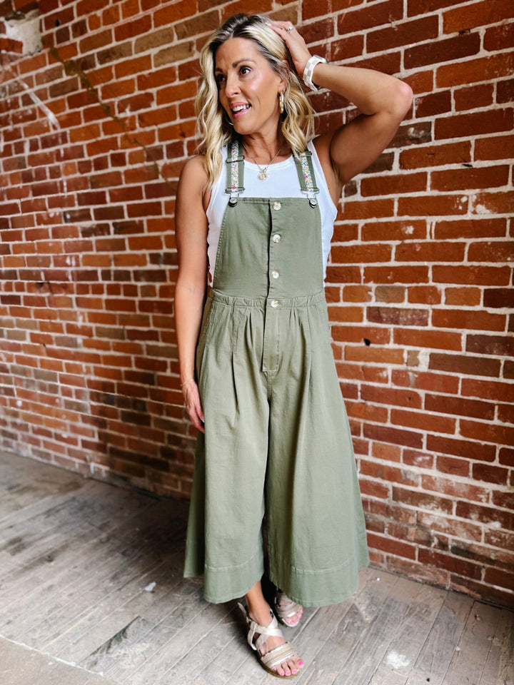 The Wildflower Strap Overalls, Dry Herb