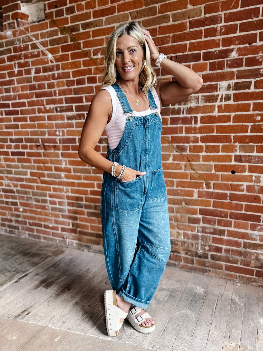 The Worn In Barrel Denim Overalls, Medium Wash