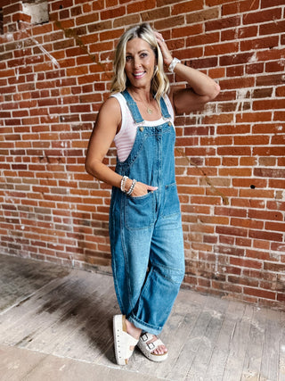 The Worn In Barrel Denim Overalls, Medium Wash