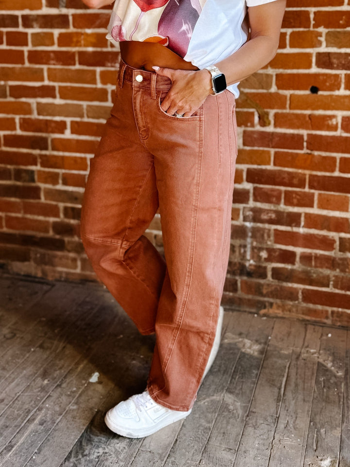 The Copper Curve Barrel Jeans, Copper