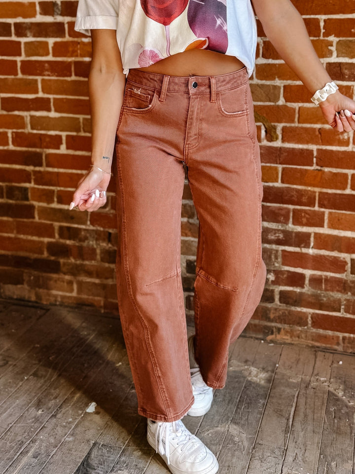 The Copper Curve Barrel Jeans, Copper
