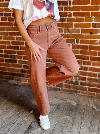 The Copper Curve Barrel Jeans, Copper