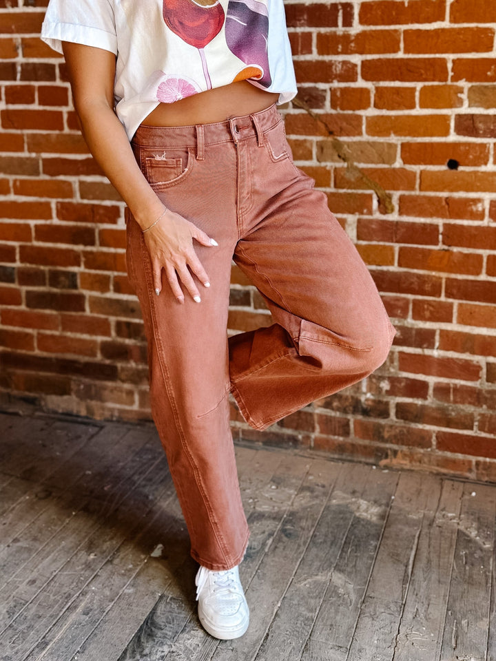 The Copper Curve Barrel Jeans, Copper