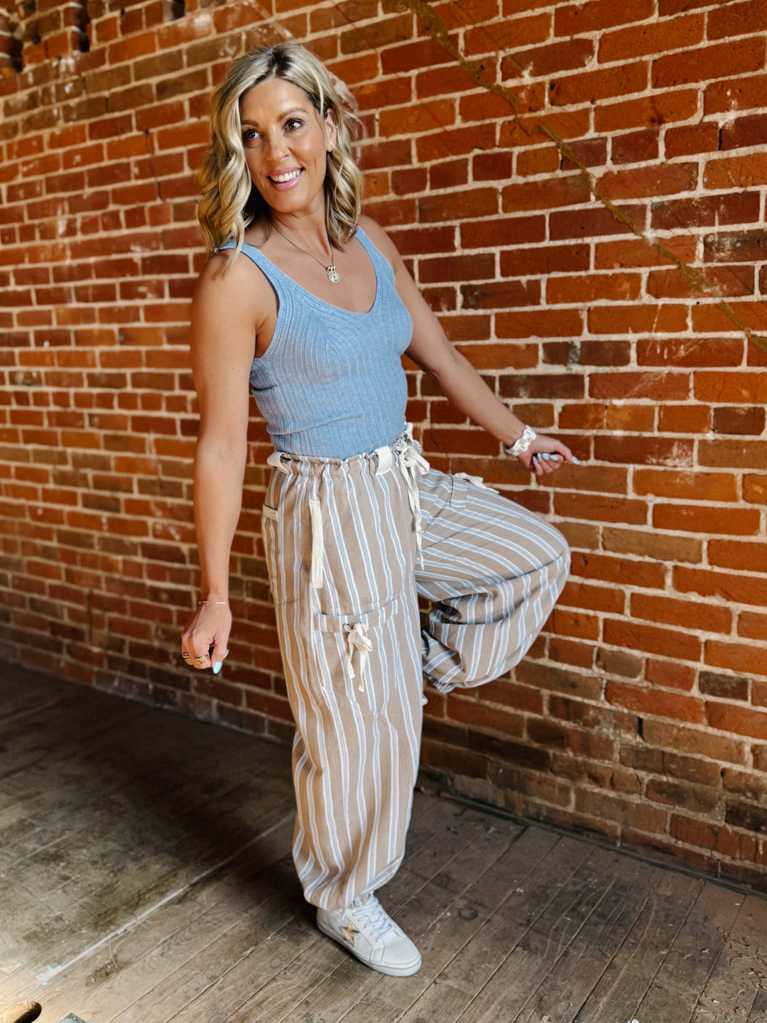 The Go-To Ribbed V-Neck Fitted Tank, Periwinkle