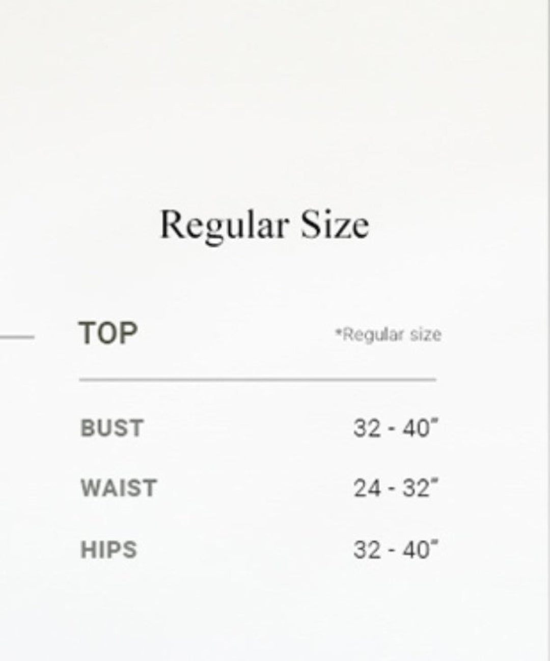Size Chart for Flip side tank