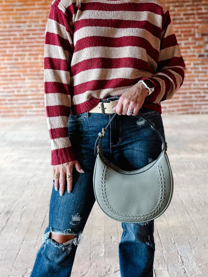 Tristan Whipstitch Shoulder Bag, Sage