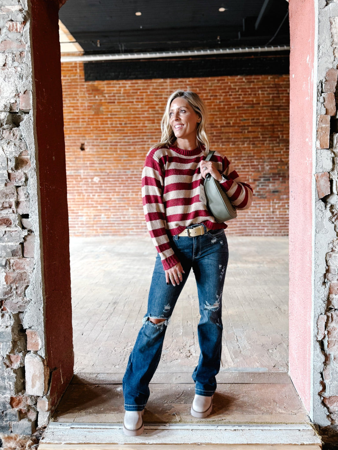 Tristan Whipstitch Shoulder Bag, Sage