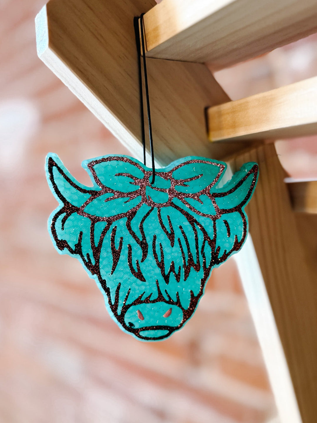 Highand Cow Car Freshie, Turquiose Champagne Toast