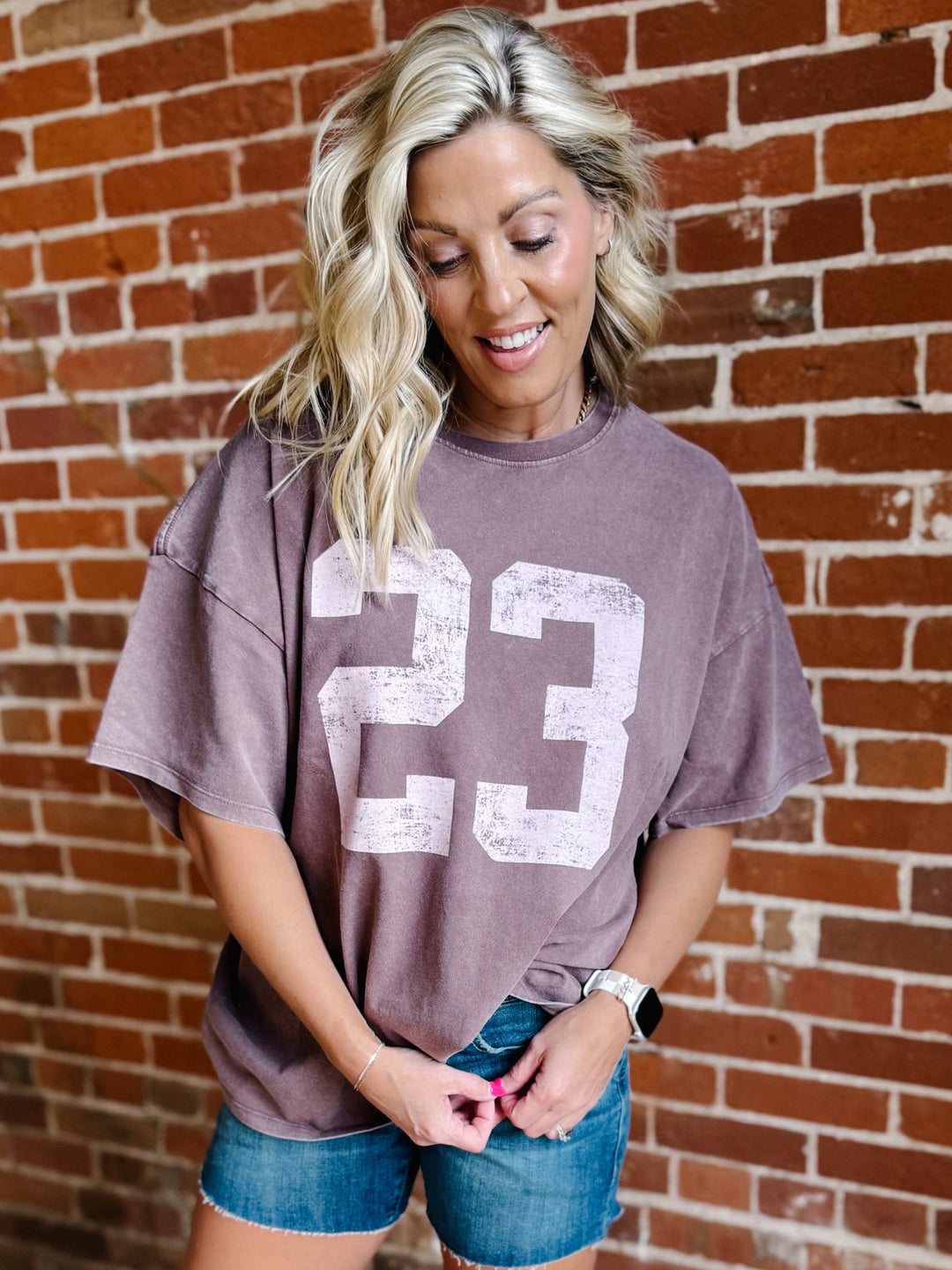 Twenty Three Club Mineral Wash Tee, Chocolate