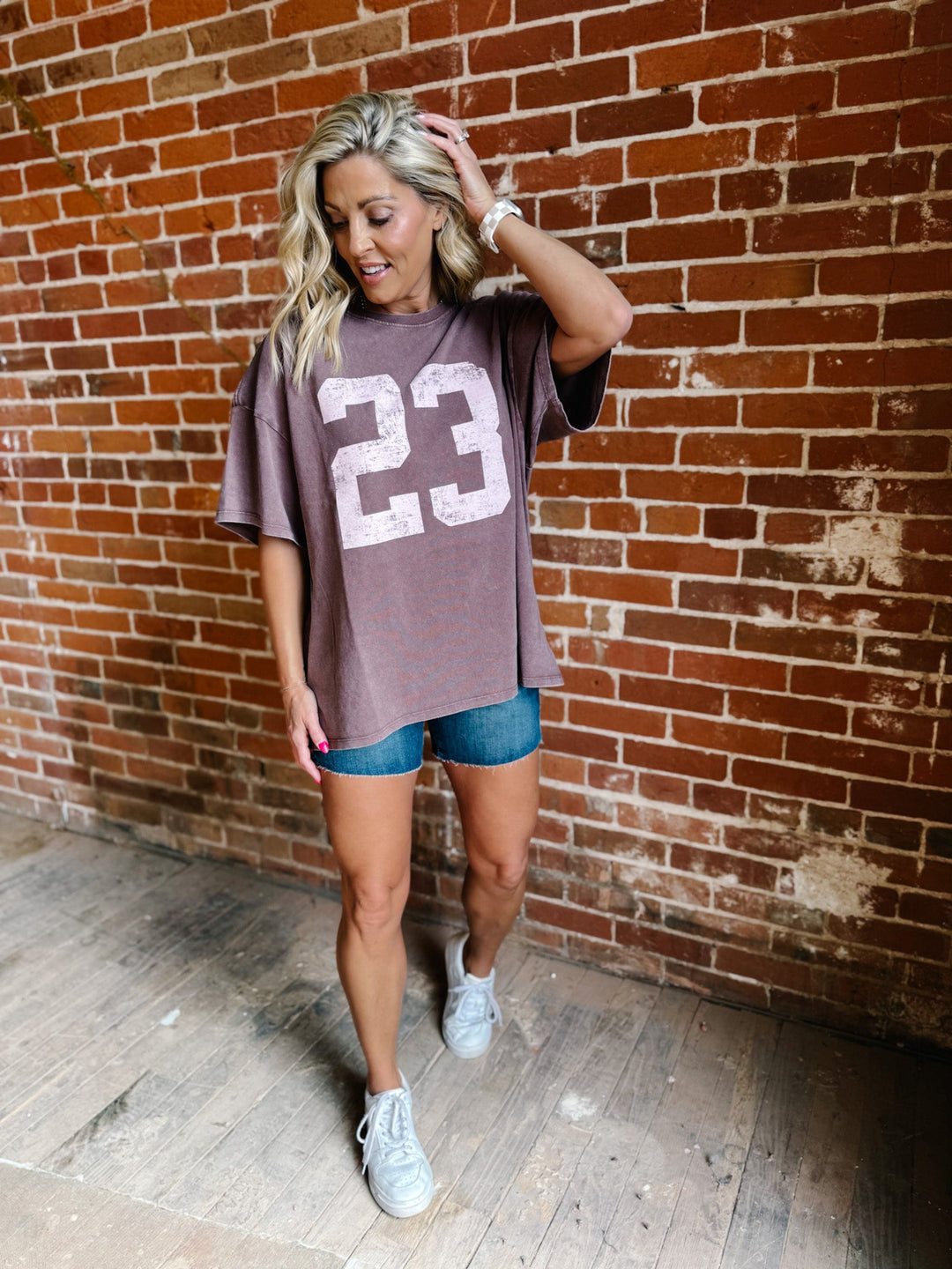 Twenty Three Club Mineral Wash Tee, Chocolate