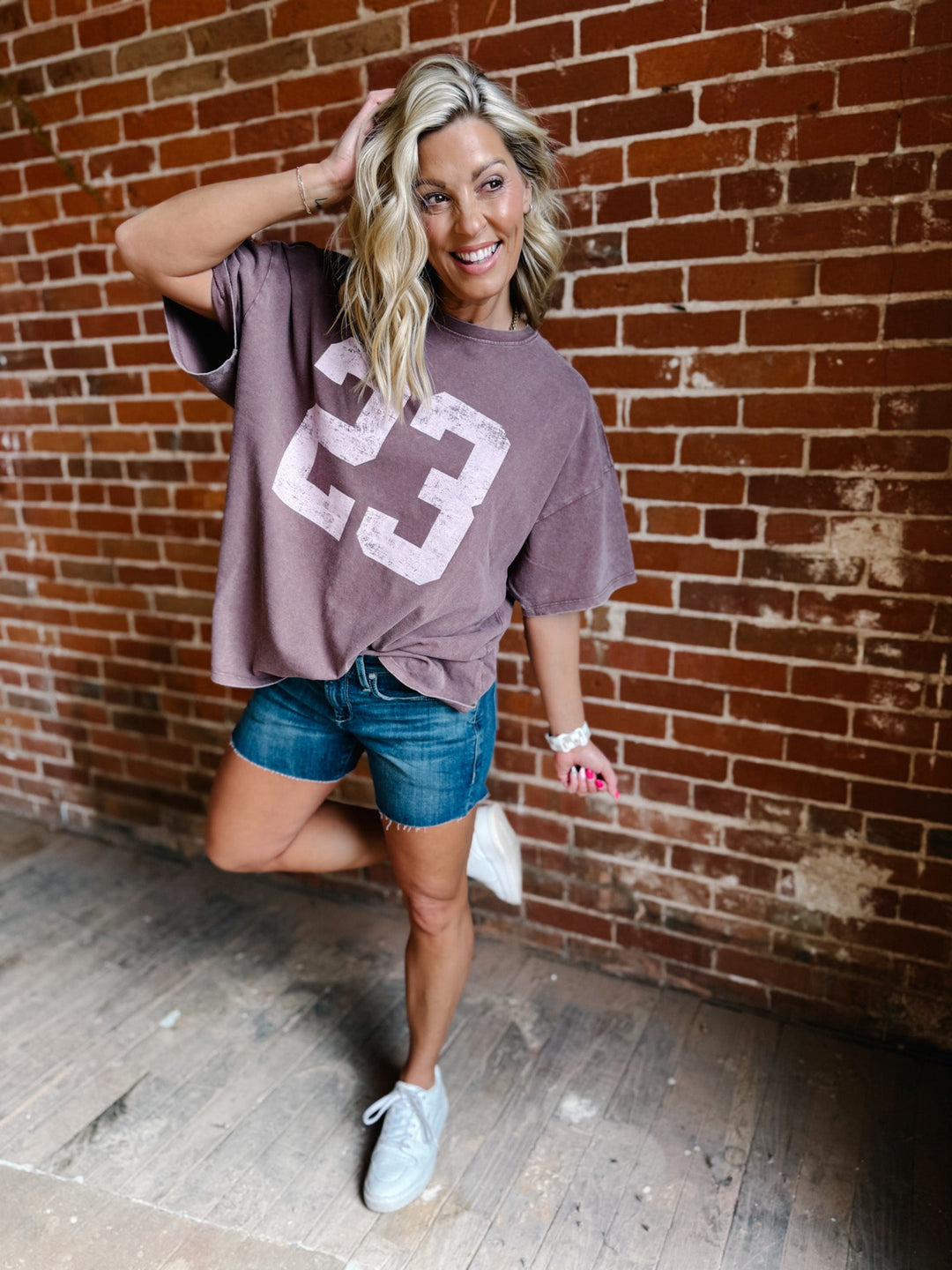 Twenty Three Club Mineral Wash Tee, Chocolate