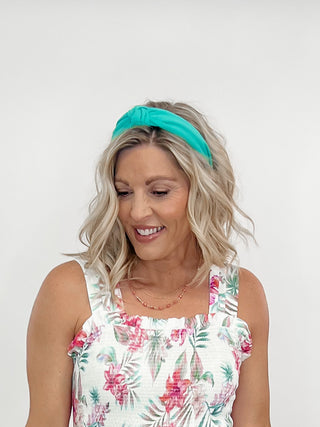 Twist & Texture Top Knot Headband, Teal
