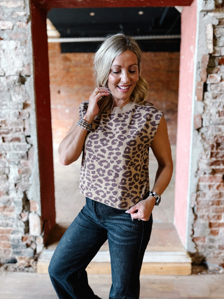 Untamed Charm Knit Top, Leopard