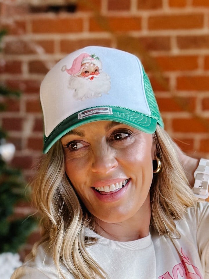Vintage Santa Trucker Hat, Green