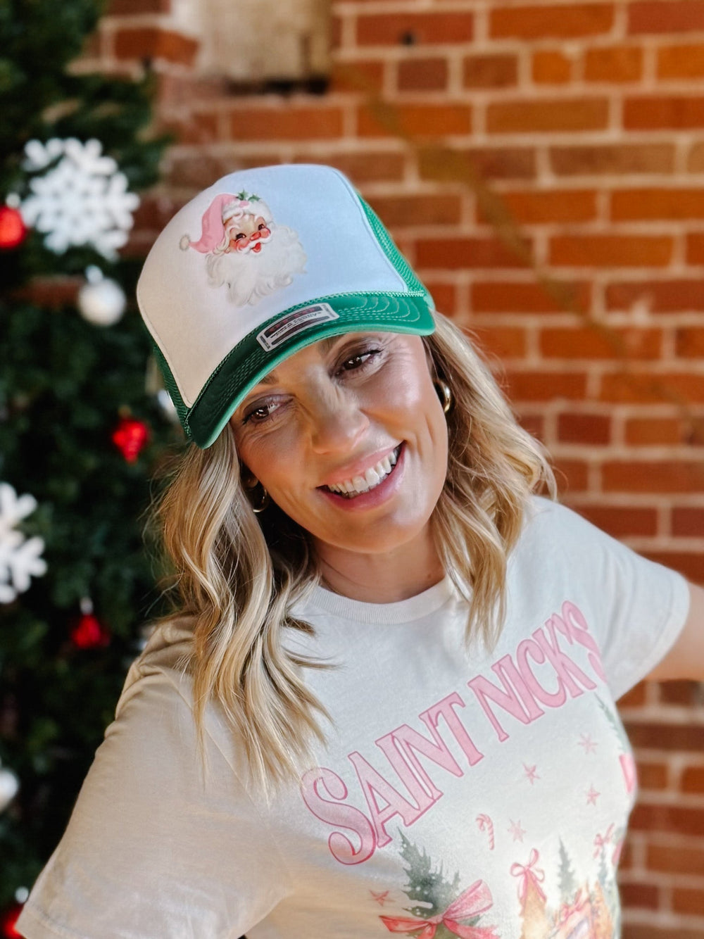 Vintage Santa Trucker Hat, Green