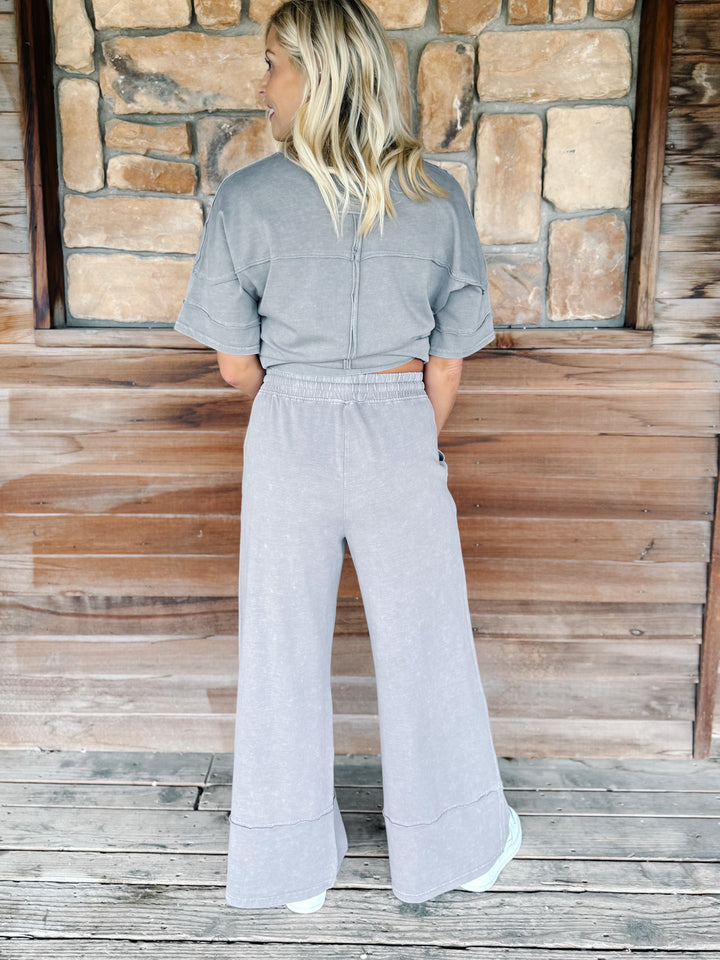 Vintage Ease Mineral Wash Cropped Pants, Mocha