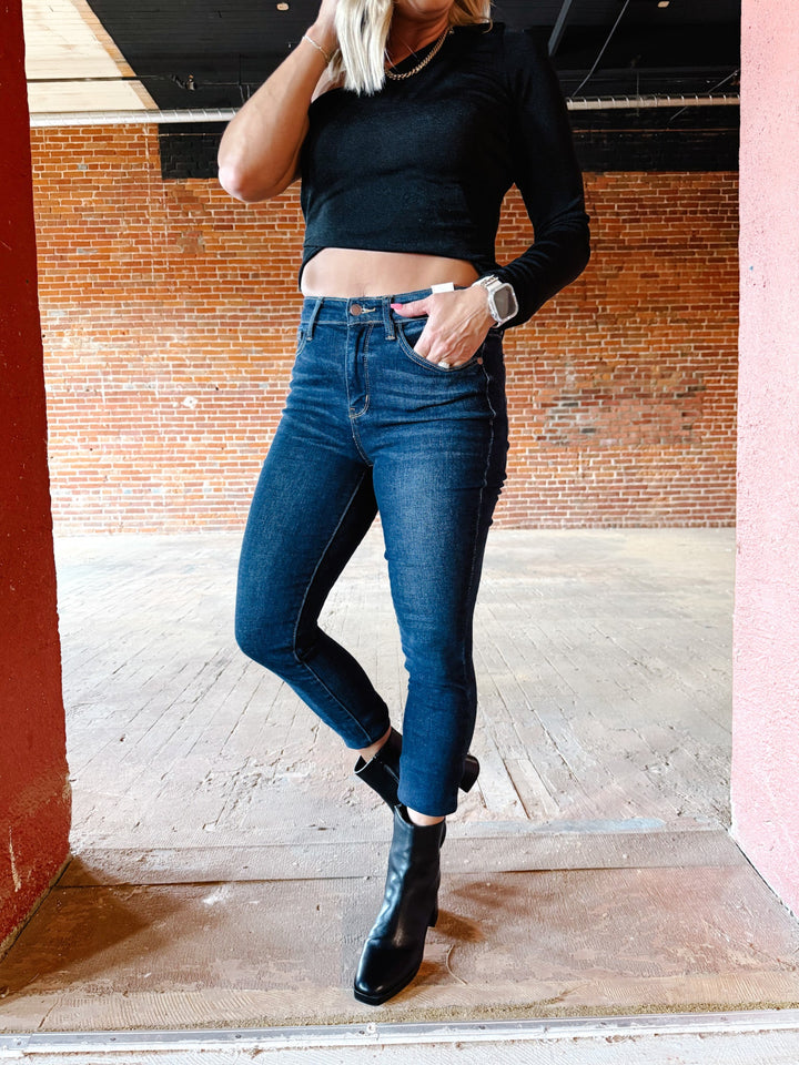 Walk the Walk High Rise Skinny Jeans, Dark Wash