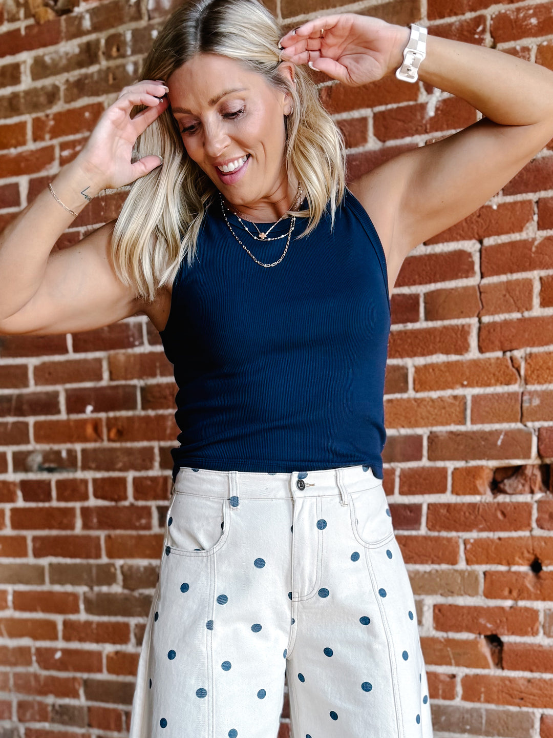 Way of Life Ribbed Tank, Navy