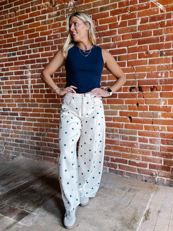 Way of Life Ribbed Tank, Navy