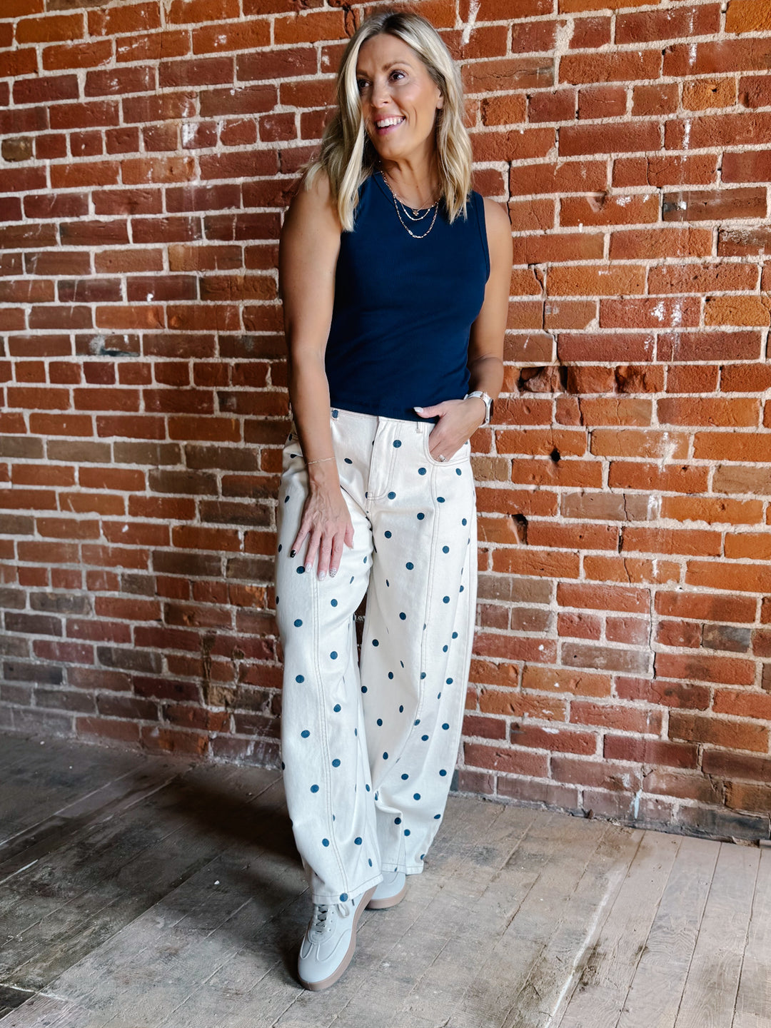 Way of Life Ribbed Tank, Navy