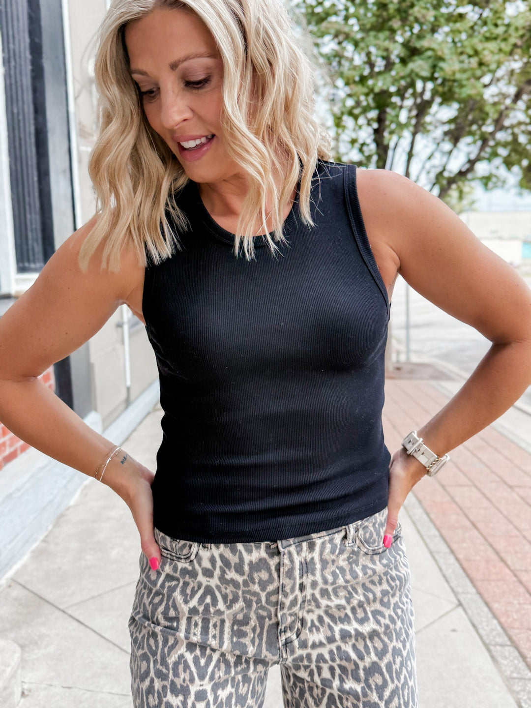 Way of Life Ribbed Tank, Black