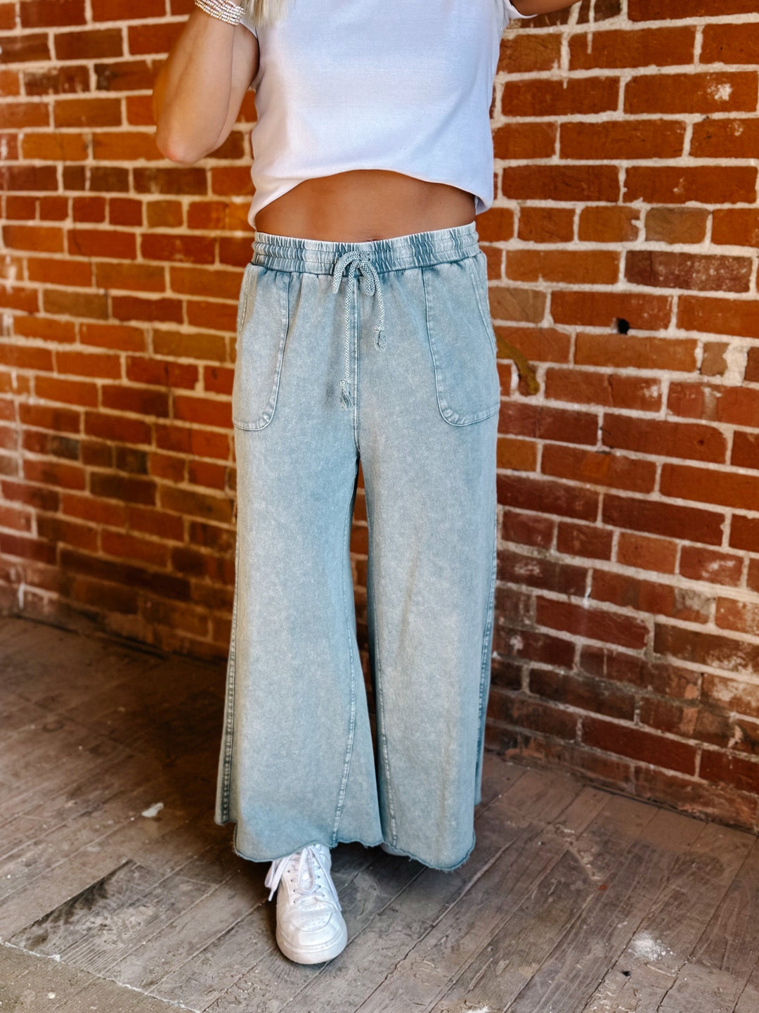 Weekend Wanderers Wide Leg Pant, Faded Teal