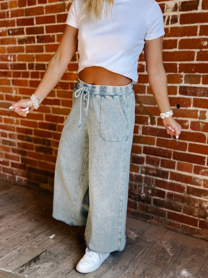 Weekend Wanderers Wide Leg Pant, Faded Teal