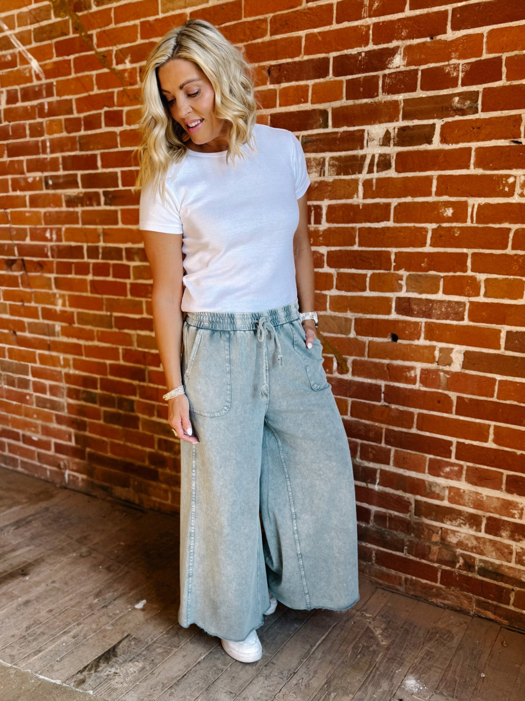 Weekend Wanderers Wide Leg Pant, Faded Teal