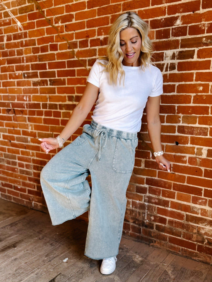 Weekend Wanderers Wide Leg Pant, Faded Teal