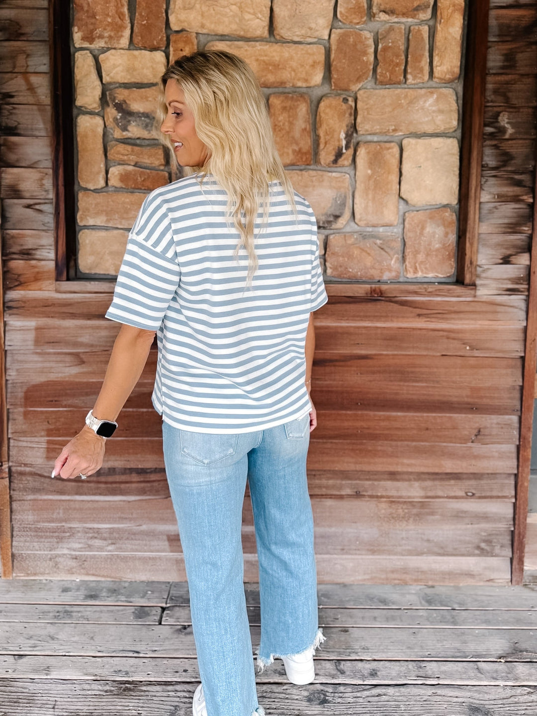 Weekender Stripe Contrast Neck Short Sleeve Tee